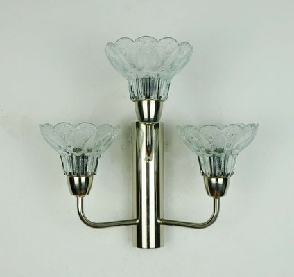 Three-Arm Glass & Chrome Flower Lamp-FH-947887