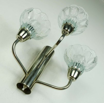 Three-Arm Glass & Chrome Flower Lamp-FH-947887