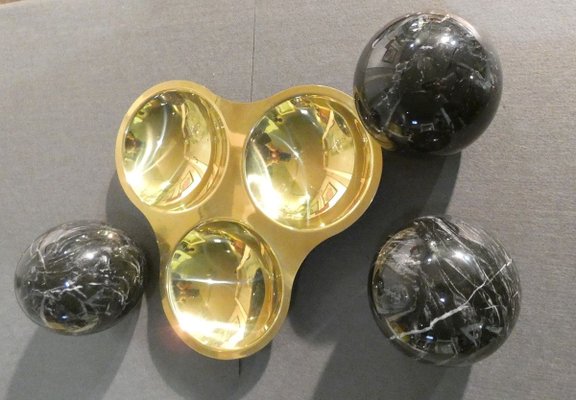 Three Balls Sculpture in Marquina Marble by Valenti and C. Milan, 1970s, Set of 4-ERB-857408