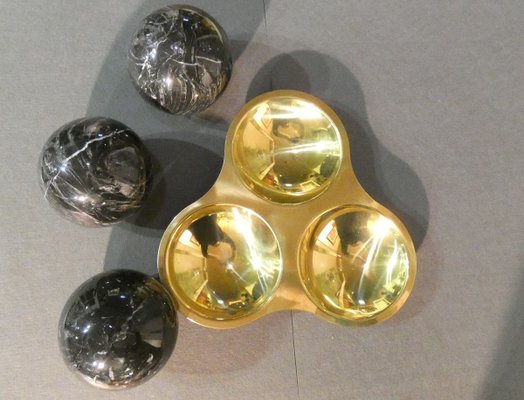 Three Balls Sculpture in Marquina Marble by Valenti and C. Milan, 1970s, Set of 4-ERB-857408