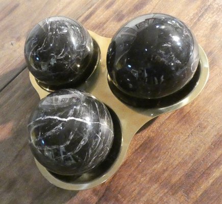 Three Balls Sculpture in Marquina Marble by Valenti and C. Milan, 1970s, Set of 4-ERB-857408