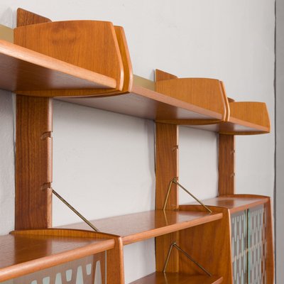 Three-Bay Free-Standing Teak Wall Unit by John Texmon, 1960s-UE-2020699