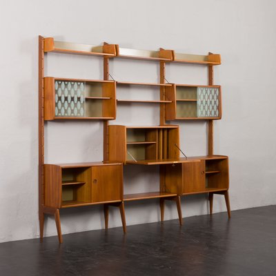 Three-Bay Free-Standing Teak Wall Unit by John Texmon, 1960s-UE-2020699