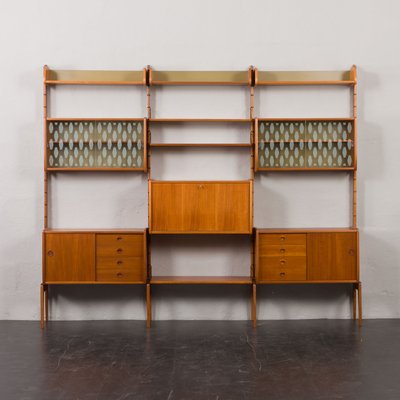 Three-Bay Free-Standing Teak Wall Unit by John Texmon, 1960s-UE-2020699