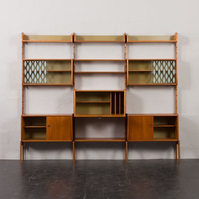 Three-Bay Free-Standing Teak Wall Unit by John Texmon, 1960s-UE-2020699