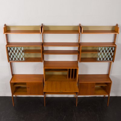 Three-Bay Free-Standing Teak Wall Unit by John Texmon, 1960s-UE-2020699