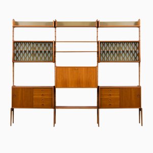 Three-Bay Free-Standing Teak Wall Unit by John Texmon, 1960s-UE-2020699