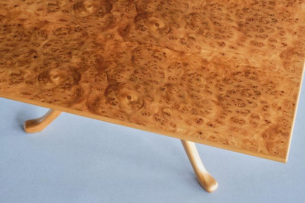 Three Legged Coffee Table in Burl Elmwood by Carl Malmsten for Carl Malmsten, Sweden, 1960s-FMT-1727672