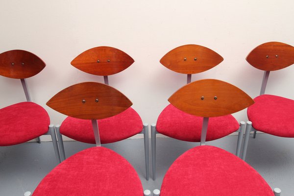 Three-Legged Dining Chairs, 1980s, Set of 6-PF-1311388