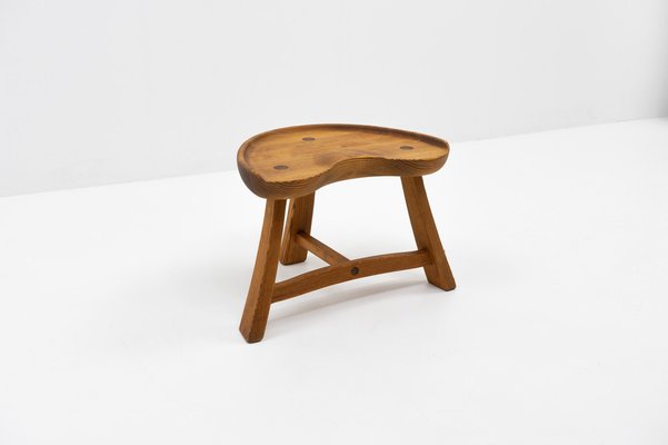 Three Legged Stool in Pine from Krogenæs Møbler, Norway, 1960s-TJQ-1774710