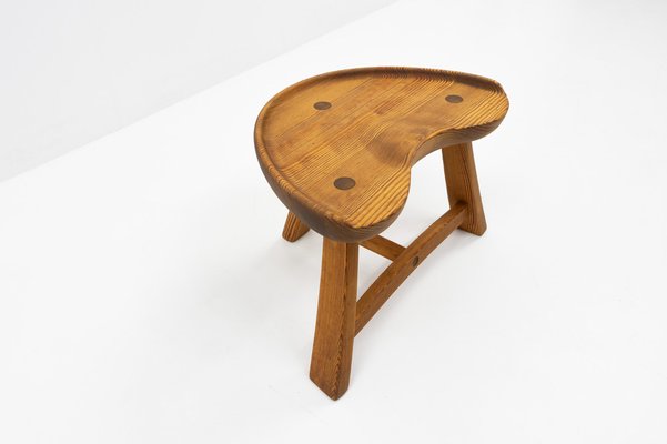 Three Legged Stool in Pine from Krogenæs Møbler, Norway, 1960s-TJQ-1774710