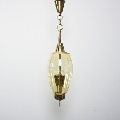 Three-Light Glass & Brass Hallway Lantern Attributed to Fontana Arte-RST-1233485