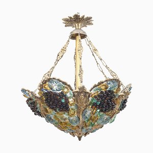 Three-Light Glass Paste Hanging Lamp, 1890s-JCN-1727819