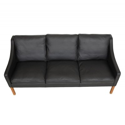 Three Seater 2209 Sofa in Black Bizon Leather by Børge Mogensen for Fredericia-MTD-1400769