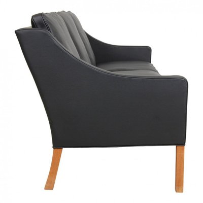 Three Seater 2209 Sofa in Black Bizon Leather by Børge Mogensen for Fredericia-MTD-1400769