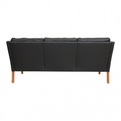 Three Seater 2209 Sofa in Black Bizon Leather by Børge Mogensen for Fredericia-MTD-1400769