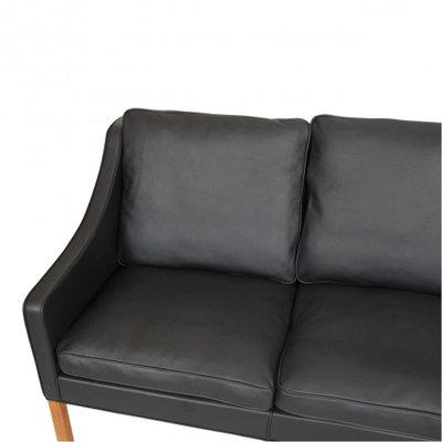 Three Seater 2209 Sofa in Black Bizon Leather by Børge Mogensen for Fredericia-MTD-1400769