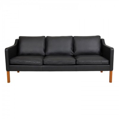 Three Seater 2323 Sofa in Black Bison Leather by Børge Mogensen for Fredericia-MTD-1400751