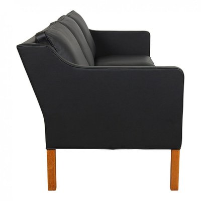 Three Seater 2323 Sofa in Black Bison Leather by Børge Mogensen for Fredericia-MTD-1400751