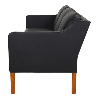 Three Seater 2323 Sofa in Black Bison Leather by Børge Mogensen for Fredericia-MTD-1400751