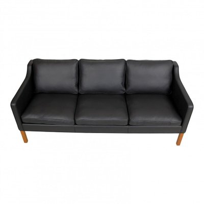 Three Seater 2323 Sofa in Black Bison Leather by Børge Mogensen for Fredericia-MTD-1400751