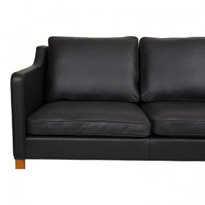 Three Seater 2323 Sofa in Black Bison Leather by Børge Mogensen for Fredericia-MTD-1400751