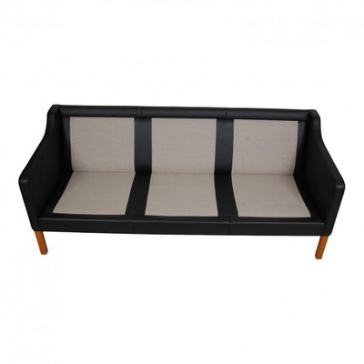 Three Seater 2323 Sofa in Black Bison Leather by Børge Mogensen for Fredericia-MTD-1400751