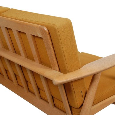 Three-Seater Cigar Sofa in Oak and Yellow Fabric by Hans Wegner, 1960s-MTD-1746778