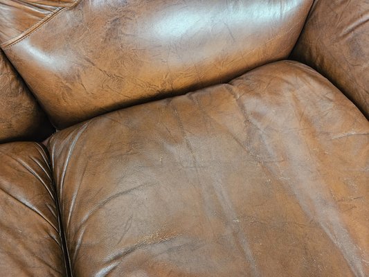 Three-Seater Club Sofa in Brown Leather, 1970-ZUW-2015969