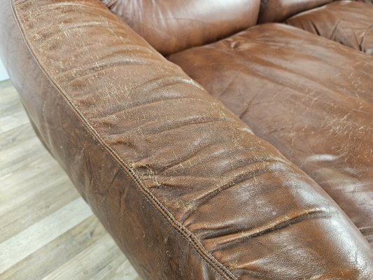 Three-Seater Club Sofa in Brown Leather, 1970-ZUW-2015969