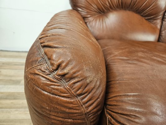 Three-Seater Club Sofa in Brown Leather, 1970-ZUW-2015969