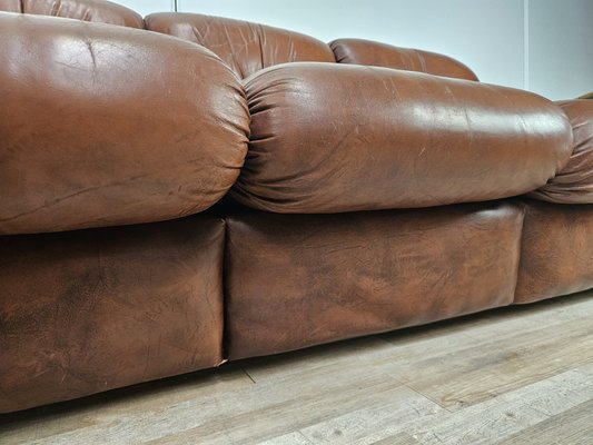 Three-Seater Club Sofa in Brown Leather, 1970-ZUW-2015969