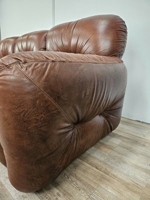 Three-Seater Club Sofa in Brown Leather, 1970-ZUW-2015969