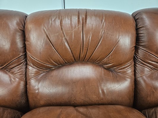 Three-Seater Club Sofa in Brown Leather, 1970-ZUW-2015969