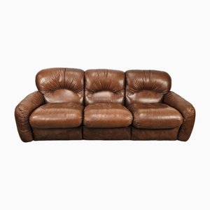 Three-Seater Club Sofa in Brown Leather, 1970-ZUW-2015969