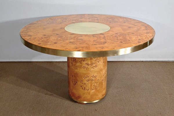 Thuya and Gilt Metal Round Table, 1980-RVK-1406232