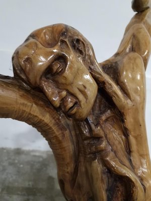 Tiburzi, Large Christ Sculpture, Olive Wood, 1920s-RKF-1765235