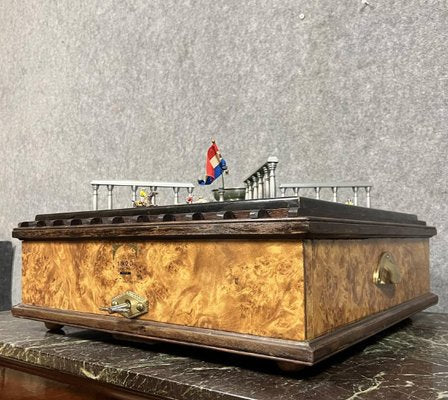 Tiercé Bar Game with 9 Horses in Elm Burr Box-MWB-2021617