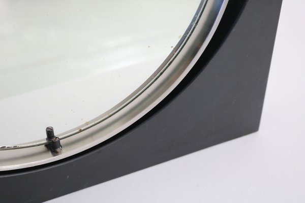 Tiltable Table Mirror with Black Marble Base and Brushed Chrome Border, Italy, 1960s-AA-1771750