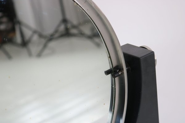 Tiltable Table Mirror with Black Marble Base and Brushed Chrome Border, Italy, 1960s-AA-1771750