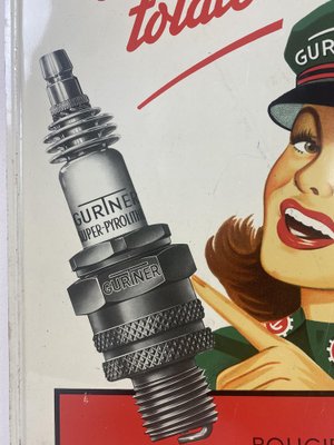 Tin Advertising Pin-Up Gurtner Bougies Sign, France, 1950s-WZZ-964426