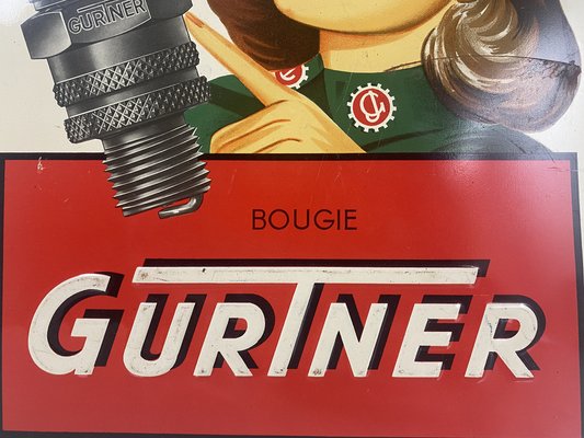 Tin Advertising Pin-Up Gurtner Bougies Sign, France, 1950s-WZZ-964426