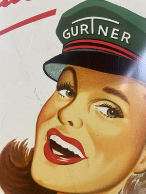 Tin Advertising Pin-Up Gurtner Bougies Sign, France, 1950s-WZZ-964426