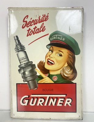 Tin Advertising Pin-Up Gurtner Bougies Sign, France, 1950s-WZZ-964426