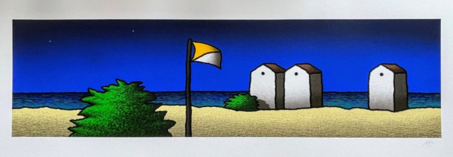 Tino Stefanoni, Spiaggia e bandiera, 1990, Serigraph-PLZ-890244