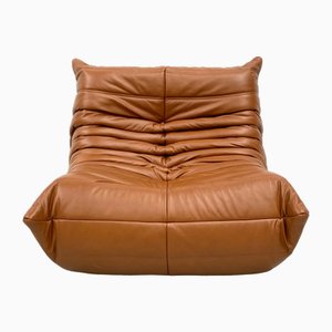 Togo Lounge Chair in Dark Cognac Leather by Michel Ducaroy for Ligne Roset-XLZ-2020158