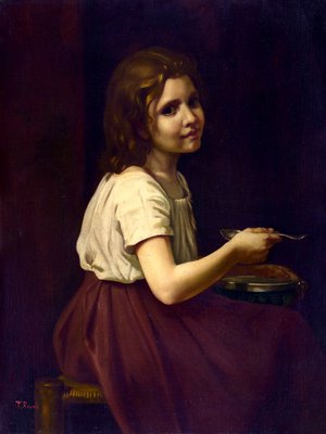 Tommaso Rivoli, Soup: Homage to William-Adolphe Bouguereau, Oil on Canvas, 20th Century-VHF-1759449