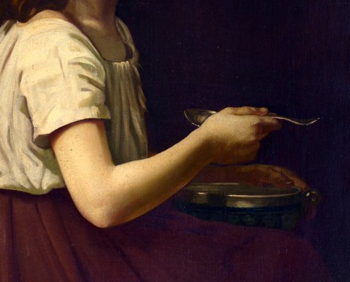 Tommaso Rivoli, Soup: Homage to William-Adolphe Bouguereau, Oil on Canvas, 20th Century-VHF-1759449