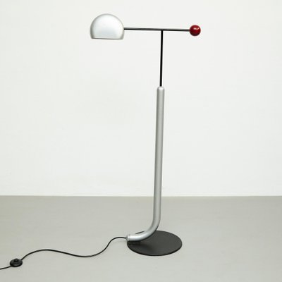 Tomo Floor Lamp Black, Silver & Red by Toshiyuki Kita for Bilumen, 1980s-WM-1232982