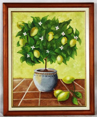 Toni, Still Life with Lemon Tree, 20th Century, Oil on Canvas, Framed-ZYI-1332114